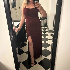 AZAZIE KALEA Stretch Cabernet Mermaid Pleated Mesh Dress size A10